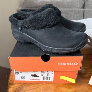 Merrell Black Fleece-Lined Clogs
